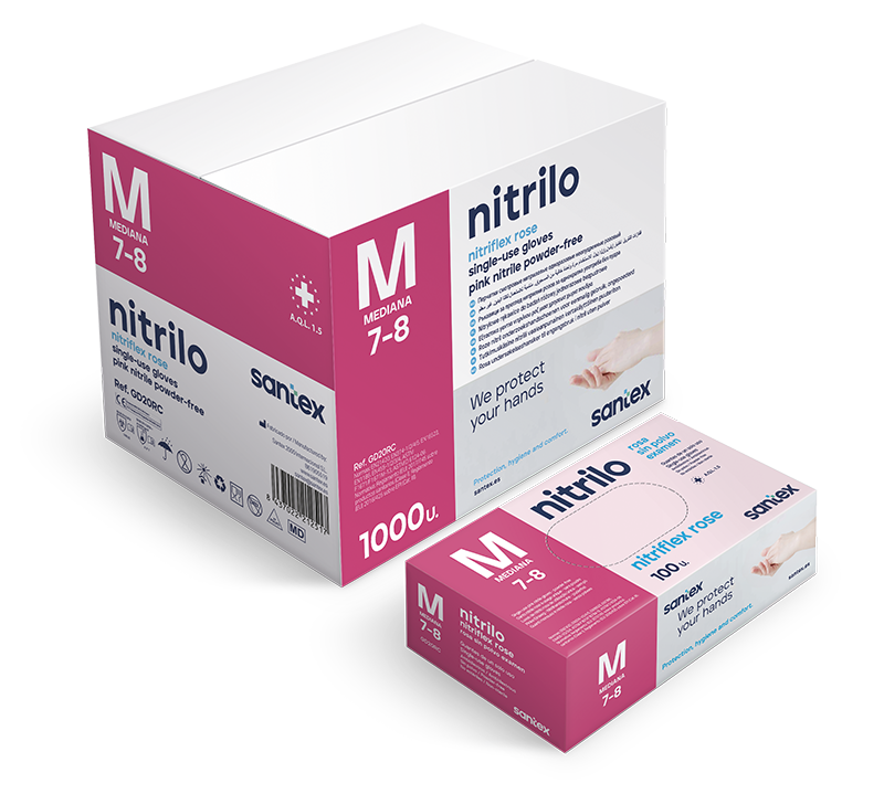 Powder-free pink nitrile NITRIFLEX Ref.GD20